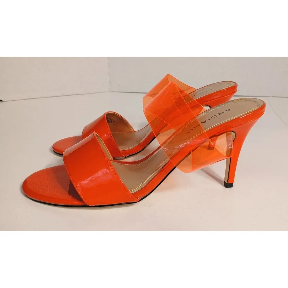 ANDIAMO Shoes Womens Double Take Neon Orange‎ High Heels Sz 9M, Bright Colorful